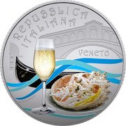 Italy 5 Euro (Prosecco and Granseola) REPUBBLICA ITALIANA VENETO M.BONIFACIO coin obverse Italy 5 Euro (Prosecco and Granseola) REPUBBLICA ITALIANA VENETO M.BONIFACIO coin obverse