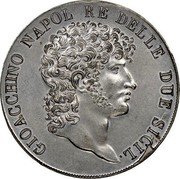 Italy 5 Lire Joachim Murat Pattern ND (1812-1813)  GIOACCHINO NAPOLEONE. coin obverse Italy 5 Lire Joachim Murat Pattern ND (1812-1813)  GIOACCHINO NAPOLEONE. coin obverse