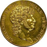Italy 5 Lire Joachim Murat Pattern ND (1812-1813)  possibly unique for Ferrari collection GIOACCHINO NAPOLEONE. coin obverse Italy 5 Lire Joachim Murat Pattern ND (1812-1813)  possibly unique for Ferrari collection GIOACCHINO NAPOLEONE. coin obverse