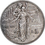 Italy 5 Lire (Vittorio Emanuele III. Prova) KM# Pr13 PROVA 1861-1911 L 5 R coin reverse