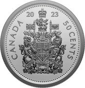 Canada 50 Cents Coat of Arms. Transition Obverse 2023  Proof 20 23 CANADA 50 CENTS coin reverse Canada 50 Cents Coat of Arms. Transition Obverse 2023  Proof 20 23 CANADA 50 CENTS coin reverse