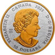 Canada 50 Dollars Heavenly Dragon 2023 ELIZABETH II D G REGINA CANADA 2023 1952 2022 50 DOLLARS SB coin obverse Canada 50 Dollars Heavenly Dragon 2023 ELIZABETH II D G REGINA CANADA 2023 1952 2022 50 DOLLARS SB coin obverse