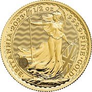 UK 50 Pounds (Charles III) BRITANNIA 2023 1/2 OZ 999.9 FINE GOLD DECUS ET TUTAMEN NATHAN coin reverse UK 50 Pounds (Charles III) BRITANNIA 2023 1/2 OZ 999.9 FINE GOLD DECUS ET TUTAMEN NATHAN coin reverse