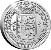 Netherlands 6 Stuiver 1768 Scheepjes-Schelling. Piedfort 2023 Proof MO NO ORDIN WEST FRISIÆ 2023 6 S coin reverse Netherlands 6 Stuiver 1768 Scheepjes-Schelling. Piedfort 2023 Proof MO NO ORDIN WEST FRISIÆ 2023 6 S coin reverse
