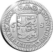 Netherlands 6 Stuivers 1768 Scheepjes-Schelling 2023 Proof MO NO ORDIN WEST FRISIÆ 2023 6 S coin reverse Netherlands 6 Stuivers 1768 Scheepjes-Schelling 2023 Proof MO NO ORDIN WEST FRISIÆ 2023 6 S coin reverse