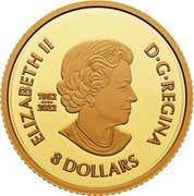 Canada 8 Dollars (Heavenly Dragon) ELIZABETH II D G REGINA 8 DOLLARS 1952 2022 coin obverse Canada 8 Dollars (Heavenly Dragon) ELIZABETH II D G REGINA 8 DOLLARS 1952 2022 coin obverse