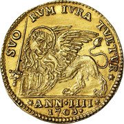 Italy 1 Osella Alvise Mocenigo II 1703 GTS SVO RUM IVRA TVETVR ANN IIII 1703 coin reverse Italy 1 Osella Alvise Mocenigo II 1703 GTS SVO RUM IVRA TVETVR ANN IIII 1703 coin reverse