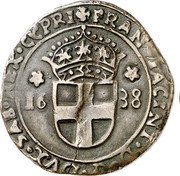 Italy Doppia Savoy 1638  FRAN IACINT D G DVX SAB REX CYPRI 16 38 coin obverse