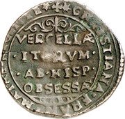 Italy Doppia Savoy 1638  CHRISTIANA FRAN MATRE REGENTE VERCELLÆ ITERVM AB HISP OBSESSÆ coin reverse
