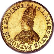 Belgium Ducat Sede Vacante. St. Lambert 1771 KM# 172 S LAMBERTUS PATRONUS LEODIENSIS coin obverse Belgium Ducat Sede Vacante. St. Lambert 1771 KM# 172 S LAMBERTUS PATRONUS LEODIENSIS coin obverse