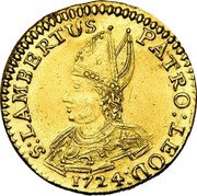 Belgium Ducat St. Lambert. Liege 1724 KM# 132 S LAMBERTUS PATRO LEOD 1724 coin obverse Belgium Ducat St. Lambert. Liege 1724 KM# 132 S LAMBERTUS PATRO LEOD 1724 coin obverse