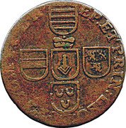 Belgium Liard (Georges-Louis de Berghes) KM# 134 EP ET PRIN LEO DUX BUL M F C L H coin reverse Belgium Liard (Georges-Louis de Berghes) KM# 134 EP ET PRIN LEO DUX BUL M F C L H coin reverse