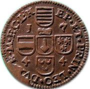 Belgium Liard (John Theodore of Bavaria) KM# 146 EP ET PRIN LEO DVX B M F C L H 1 7 4 4 coin reverse Belgium Liard (John Theodore of Bavaria) KM# 146 EP ET PRIN LEO DVX B M F C L H 1 7 4 4 coin reverse