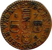 Belgium Liard Sede Vacante 1724  (fr) Frappé à Liège KM# 127 DEC ET CAP LEOD SEDE VACANTE 1 7 2 4 coin reverse Belgium Liard Sede Vacante 1724  (fr) Frappé à Liège KM# 127 DEC ET CAP LEOD SEDE VACANTE 1 7 2 4 coin reverse
