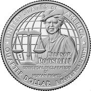 USA Quarter Dollar (Eleanor Roosevelt) UNITED STATES OFAMERICA DE ELEANOR ROOSEVELT UNIVERSAL DECLARATION OF CAC HUMAN RIGHTS QUARTER DOLLAR E PLURIBUS UNUM coin reverse USA Quarter Dollar (Eleanor Roosevelt) UNITED STATES OFAMERICA DE ELEANOR ROOSEVELT UNIVERSAL DECLARATION OF CAC HUMAN RIGHTS QUARTER DOLLAR E PLURIBUS UNUM coin reverse