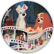 Niue Ten Dollars Lady and the Tramp 2023  Proof 3 OZ 999 FINE SILVER ©DISNEY coin reverse Niue Ten Dollars Lady and the Tramp 2023  Proof 3 OZ 999 FINE SILVER ©DISNEY coin reverse