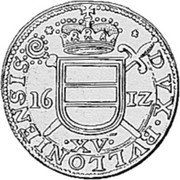Belgium Teston Of 15 Patards (Ferdinand of Bavaria) KM# 44 DVX BVLLONIENSIS 16 IZ XV coin reverse Belgium Teston Of 15 Patards (Ferdinand of Bavaria) KM# 44 DVX BVLLONIENSIS 16 IZ XV coin reverse
