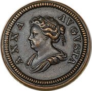 UK 1/4 Penny (1 Farthing) (Anne. Pattern) KM# PnB34.1 ANNA AVGVSTA coin obverse UK 1/4 Penny (1 Farthing) (Anne. Pattern) KM# PnB34.1 ANNA AVGVSTA coin obverse