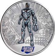 Samoa 1 Dollar (Cyborg) JUSTICE LEAGUE CYBORG TM & © DC COMICS. (S22) coin reverse Samoa 1 Dollar (Cyborg) JUSTICE LEAGUE CYBORG TM & © DC COMICS. (S22) coin reverse