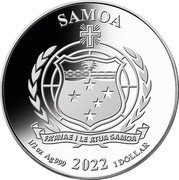 Samoa 1 Dollar (Green Lantern) KM# 617 SAMOA FA'AVAE I LE ATUA SAMOA 1/2 OZ AG999 2022 1 DOLLAR coin obverse Samoa 1 Dollar (Green Lantern) KM# 617 SAMOA FA'AVAE I LE ATUA SAMOA 1/2 OZ AG999 2022 1 DOLLAR coin obverse