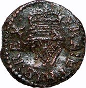UK 1 Farthing Charles I Richmond issue. Mule of Types 4 & 3 ND (1632)  FRA! ET HIB! REX. coin reverse UK 1 Farthing Charles I Richmond issue. Mule of Types 4 & 3 ND (1632)  FRA! ET HIB! REX. coin reverse