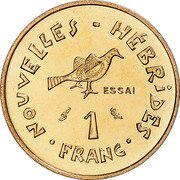 Vanuatu 1 Franc New Hebrides. Essai 1970  KM# E4 NOUVELLES - HÉBRIDES ESSAI 1 FRANC coin reverse Vanuatu 1 Franc New Hebrides. Essai 1970  KM# E4 NOUVELLES - HÉBRIDES ESSAI 1 FRANC coin reverse