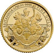 UK 1 Pound (Charles III. Britannia) BRITANNIA 1/20 OZ 999.9 FINE GOLD J.O 2023 coin reverse UK 1 Pound (Charles III. Britannia) BRITANNIA 1/20 OZ 999.9 FINE GOLD J.O 2023 coin reverse