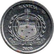 Samoa 1 Sene (Flat-Billed Kingfisher) SAMOA FA'AVAE I LE ATUA SAMOA 2020 coin obverse Samoa 1 Sene (Flat-Billed Kingfisher) SAMOA FA'AVAE I LE ATUA SAMOA 2020 coin obverse