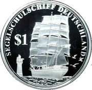 Samoa 1 Tala (History of Seafaring. Training Ship Deutschland) SEGELSCHULCHIFF DEUTSCHLAND $1 coin reverse Samoa 1 Tala (History of Seafaring. Training Ship Deutschland) SEGELSCHULCHIFF DEUTSCHLAND $1 coin reverse