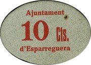 Spain 10 Centimos (Municipality of Esparreguera) AJUNTAMENT D'ESPARREGUERA 10 CTS. coin obverse Spain 10 Centimos (Municipality of Esparreguera) AJUNTAMENT D'ESPARREGUERA 10 CTS. coin obverse