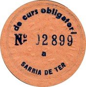 Spain 10 Centimos Sarria de Ter ND  DE CURS OBLIGATORI A SARRIA DE TER № 02899 coin reverse Spain 10 Centimos Sarria de Ter ND  DE CURS OBLIGATORI A SARRIA DE TER № 02899 coin reverse