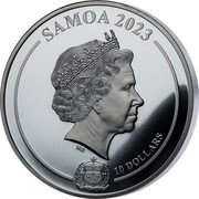 Samoa 10 Dollars (Audrey Hepburn) SAMOA 2023 IRB 10 DOLLARS coin obverse