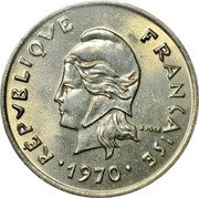 Vanuatu 10 Francs Mask 1970 KM# 2.1 RÉPVBLIQVE FRANÇAISE R JOLY 1970 coin obverse Vanuatu 10 Francs Mask 1970 KM# 2.1 RÉPVBLIQVE FRANÇAISE R JOLY 1970 coin obverse