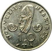 Vanuatu 10 Francs Mask 1970 KM# 2.1 NOUVELLES HÉBRIDES 10 F coin reverse Vanuatu 10 Francs Mask 1970 KM# 2.1 NOUVELLES HÉBRIDES 10 F coin reverse