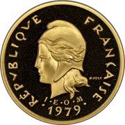 Vanuatu 10 Francs (New Hebrides. Piedfort with Essai) KM# PE23 RÉPVBLIQVE FRANÇAISE R JOLY 1979 I E O M coin obverse Vanuatu 10 Francs (New Hebrides. Piedfort with Essai) KM# PE23 RÉPVBLIQVE FRANÇAISE R JOLY 1979 I E O M coin obverse