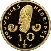 Vanuatu 10 Francs (New Hebrides. Piedfort with Essai) KM# PE23 NOUVELLES HÉBRIDES 10F coin reverse Vanuatu 10 Francs (New Hebrides. Piedfort with Essai) KM# PE23 NOUVELLES HÉBRIDES 10F coin reverse