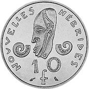Vanuatu 10 Francs (New Hebrides. Piedfort with Essai) KM# PE3 NOUVELLES HÉBRIDES 10F coin reverse Vanuatu 10 Francs (New Hebrides. Piedfort with Essai) KM# PE3 NOUVELLES HÉBRIDES 10F coin reverse