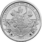 UK 10 Pence Charles III. Britannia 2023  Proof BRITANNIA 1/20 OZ 999 FINE SILVER J.O 2023 coin reverse UK 10 Pence Charles III. Britannia 2023  Proof BRITANNIA 1/20 OZ 999 FINE SILVER J.O 2023 coin reverse