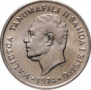 Samoa 10 Sene Tanumafili II 1974 KM# 15 MALIETOA TANUMAFILI II SAMOA I SISIFO HP 1974 coin obverse Samoa 10 Sene Tanumafili II 1974 KM# 15 MALIETOA TANUMAFILI II SAMOA I SISIFO HP 1974 coin obverse