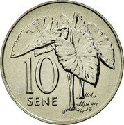 Samoa 10 Sene Taro Leaves 2002 KM# 132 10 SENE JB coin reverse Samoa 10 Sene Taro Leaves 2002 KM# 132 10 SENE JB coin reverse