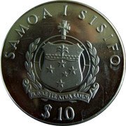 Samoa 10 Tala Tanumafili II Captain James Cook 1979 Proof KM# 33a SAMOA I SISIFO FA'AVAE I LE ATUA SAMOA $10 coin obverse