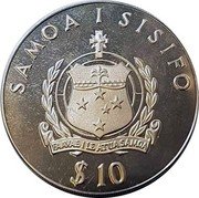 Samoa 10 Tala Food For All 1980 Proof KM# 39 SAMOA I SISIFO $ 10 coin obverse Samoa 10 Tala Food For All 1980 Proof KM# 39 SAMOA I SISIFO $ 10 coin obverse