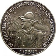 Samoa 10 Tala Tanumafili II Dr. Wilhelm Solf 1980 KM# 41 DR WILHELM SOLF GOVERNOR OF WESTERN SAMOA 1900 1910 ER 1980 coin reverse Samoa 10 Tala Tanumafili II Dr. Wilhelm Solf 1980 KM# 41 DR WILHELM SOLF GOVERNOR OF WESTERN SAMOA 1900 1910 ER 1980 coin reverse
