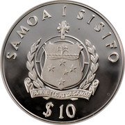 Samoa 10 Tala Tanumafili II Royal Wedding 1981 Proof KM# 44 SAMOA I SISIFO $ 10 coin obverse Samoa 10 Tala Tanumafili II Royal Wedding 1981 Proof KM# 44 SAMOA I SISIFO $ 10 coin obverse