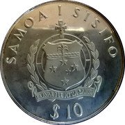 Samoa 10 Tala Tanumafili II Commonwealth Games 1982 Proof KM# 51 SAMOA I SISIFO $10 coin obverse Samoa 10 Tala Tanumafili II Commonwealth Games 1982 Proof KM# 51 SAMOA I SISIFO $10 coin obverse