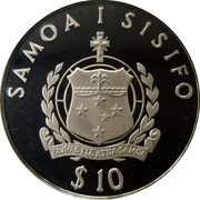 Samoa 10 Tala South Pacific Games 1983 Proof KM# 54 SAMOA I SISIFO $ 10 coin obverse Samoa 10 Tala South Pacific Games 1983 Proof KM# 54 SAMOA I SISIFO $ 10 coin obverse