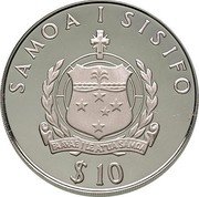 Samoa 10 Tala 25th Anniversary of the World Wildlife Fund 1986 Proof KM# 72 SAMOA I SIFISO $ 10 coin obverse