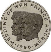 Samoa 10 Tala Wedding of Prince Andrew and Sarah Ferguson 1986 Proof KM# 64 WEDDING OF H.R.H. PRINCE ANDREW PN 1986 coin reverse