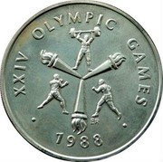 Samoa 10 Tala Tanumafili II XXIV Summer Olympics 1988 KM# 70 XXIV OLYMPIC GAMES ER 1988 coin reverse Samoa 10 Tala Tanumafili II XXIV Summer Olympics 1988 KM# 70 XXIV OLYMPIC GAMES ER 1988 coin reverse