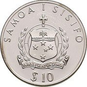Samoa 10 Tala Olympic Games - Men's pommel horse 1993 Proof KM# 97 SAMOA I SISIFO FAAVAE I LE ATUA SAMOA $10 coin obverse Samoa 10 Tala Olympic Games - Men's pommel horse 1993 Proof KM# 97 SAMOA I SISIFO FAAVAE I LE ATUA SAMOA $10 coin obverse